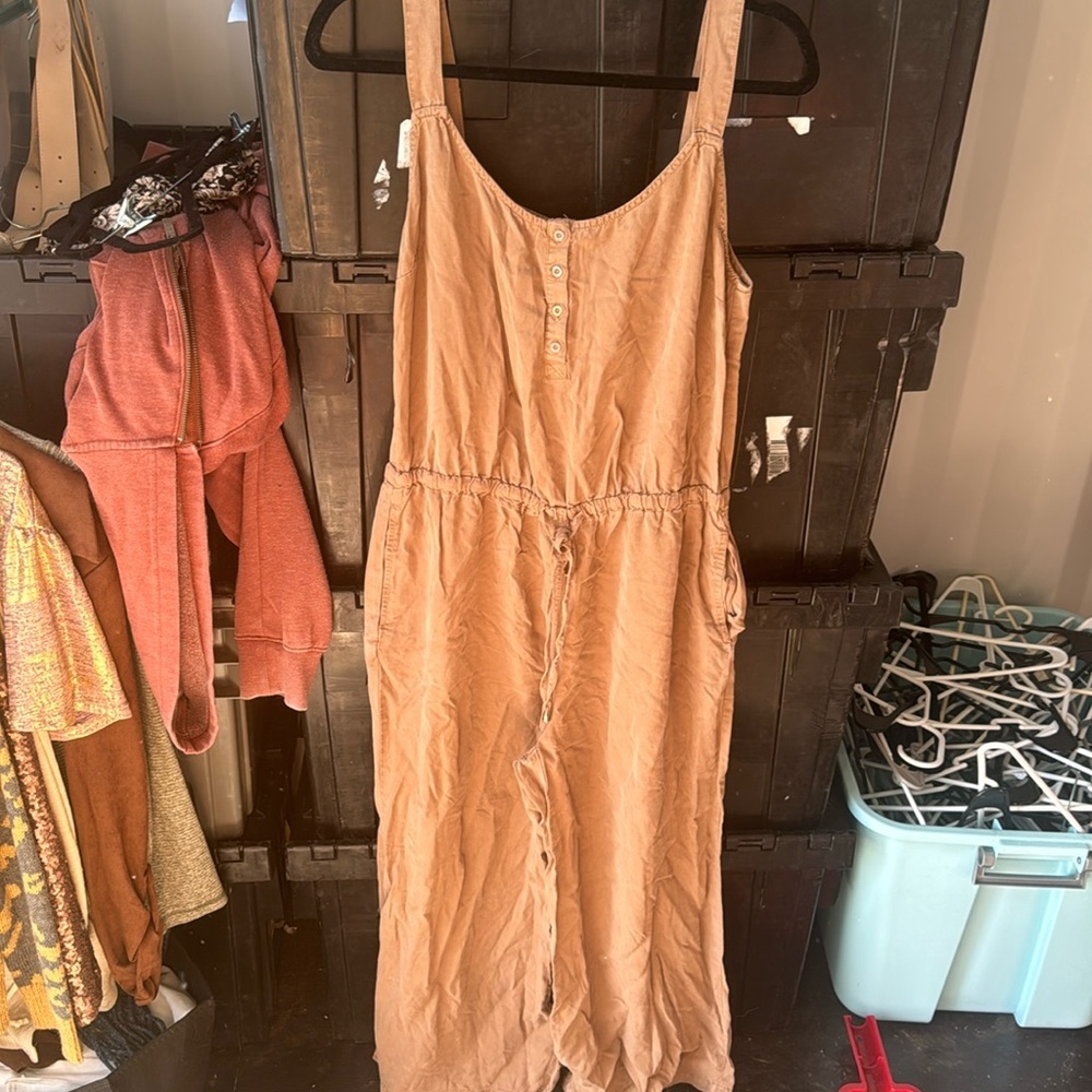 Brown Henley jumpsuit